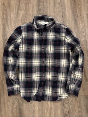 Abercrombie & Fitch Navy, White & Red Plaid Button-Down Shirt
